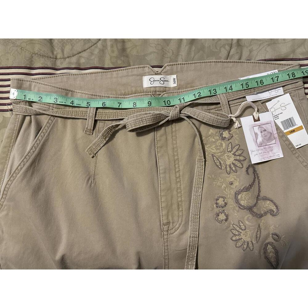 Jessica Simpson Embroidered Cargo Pants Size 16W Beige - Picture 5 of 7